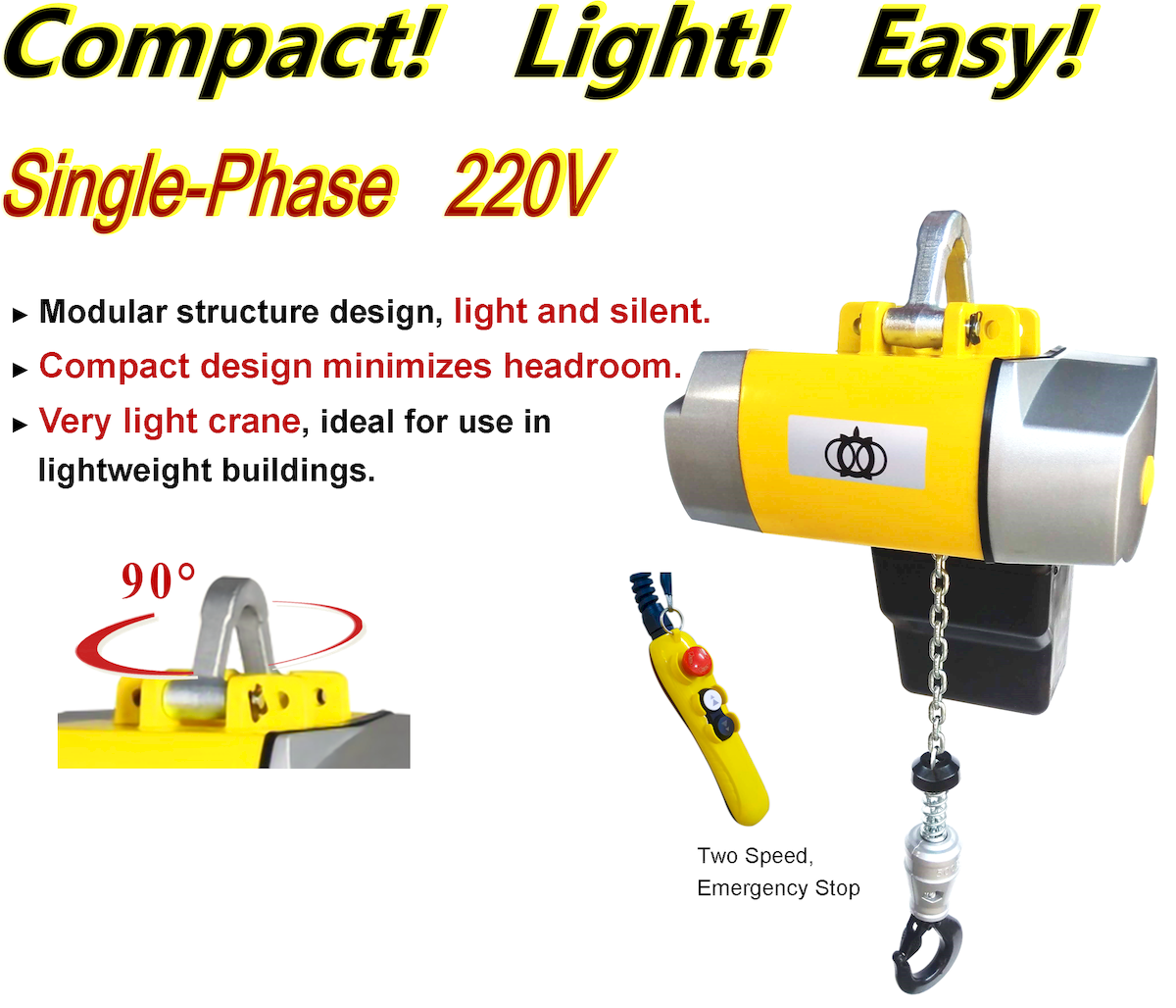 SAN YUAN 三園  三元AB025【輕量型】歐規雙速鏈條吊車 │小吊車  單相鏈條吊車